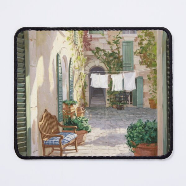 Item preview, Sunlit French Courtyard Scene | Provence Village Lifestyle Painting designed and sold by CARRAANN.