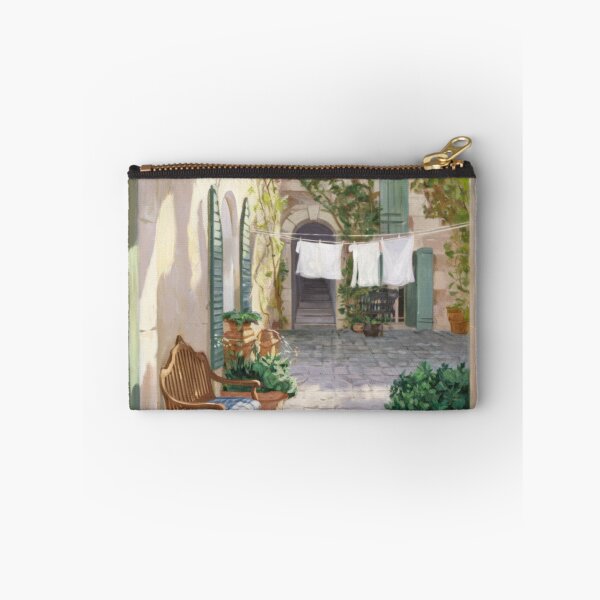 Item preview, Sunlit French Courtyard Scene | Provence Village Lifestyle Painting designed and sold by CARRAANN.