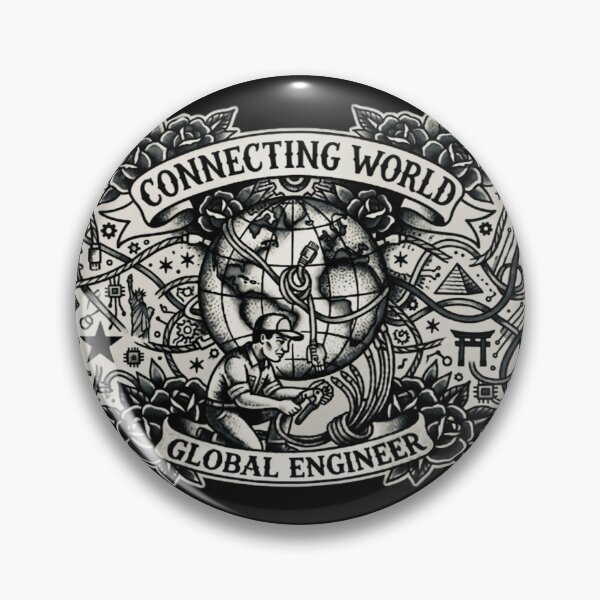 Item preview, Global Engineer - Connecting the World Vintage Tattoo Style designed and sold by EARTH PEOPLE.