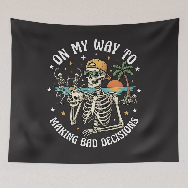Item preview, On My Way To Making Bad Decisions Humorous Vacation Party Skeleton designed and sold by FormalDehyena.