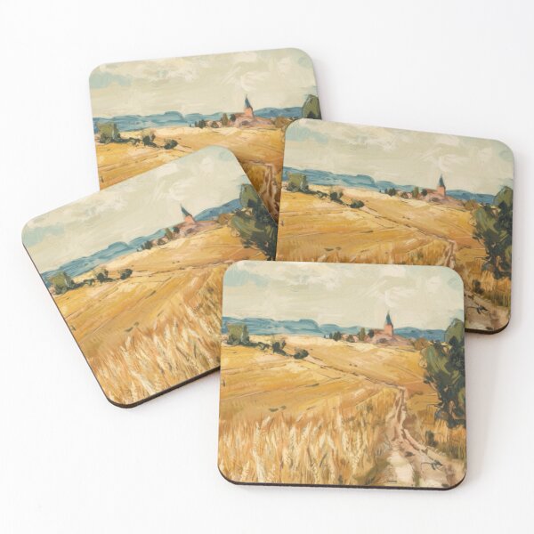 Item preview, Golden Wheat Fields Painting | Rural Farm Road Landscape.  Art By Carraann designed and sold by CARRAANN.