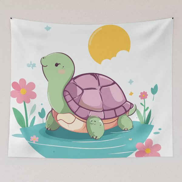 Item preview, Cute Kawaii Chibi Tortoise by the Pond Clipart designed and sold by BestChoiceService.