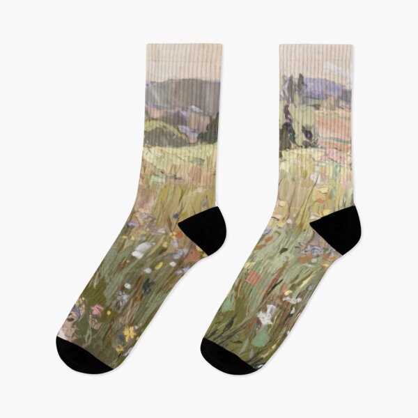 Item preview, French Wildflower Field Painting | Countryside Path Landscape Art designed and sold by CARRAANN.