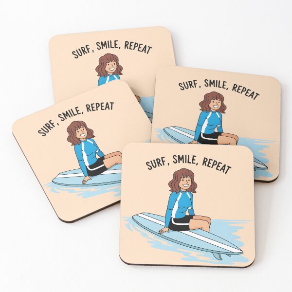 Item preview, Surf, Smile, Repeat – Happy Female Surfer designed and sold by Sea Gem.