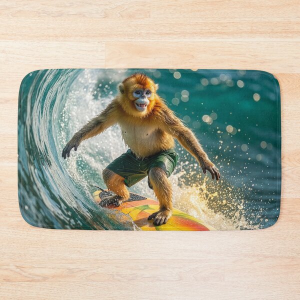 Item preview, Golden Snub-Nosed Monkey Surfer Rides the Waves designed and sold by Tridentulus.