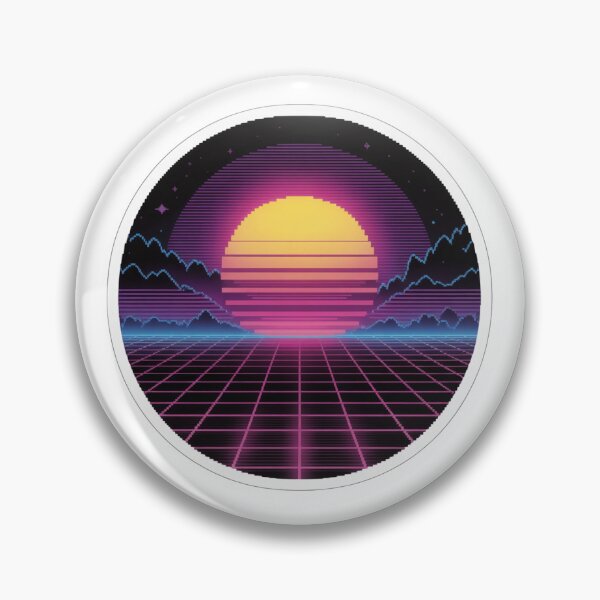 Item preview, 80s Synthwave Sunset Grid Sticker — Retro Neon Art designed and sold by LeonaLines.
