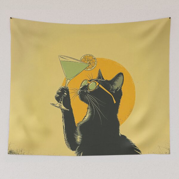 Item preview, Black Cat Contemplates His Drink, The Last Word designed and sold by CircaSassy.