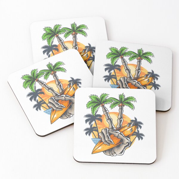 Item preview, Skull Surfing Paradise – Tropical Sunset Skeleton Surfer designed and sold by marcoliyp.