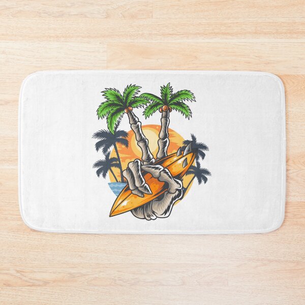 Item preview, Skull Surfing Paradise – Tropical Sunset Skeleton Surfer designed and sold by marcoliyp.