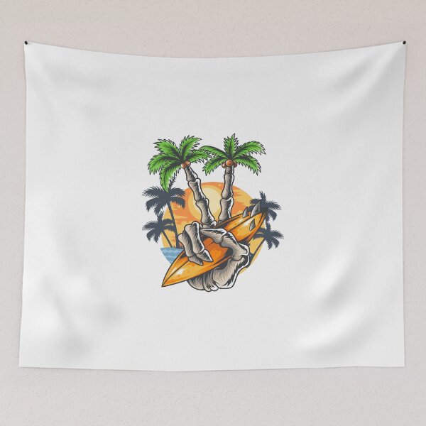 Item preview, Skull Surfing Paradise – Tropical Sunset Skeleton Surfer designed and sold by marcoliyp.