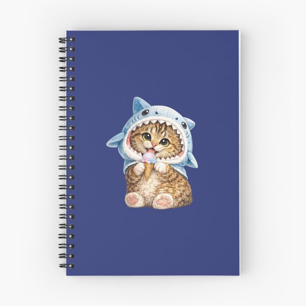 Item preview, cat wearing a shark hat eating ice cream designed and sold by PasoaPaso2025.
