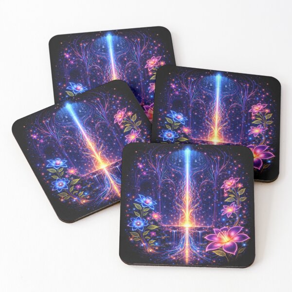Item preview, Cosmic Floral Beam Fantasy – Neon Galaxy Energy Art designed and sold by TheHorsemanRidesAgain.