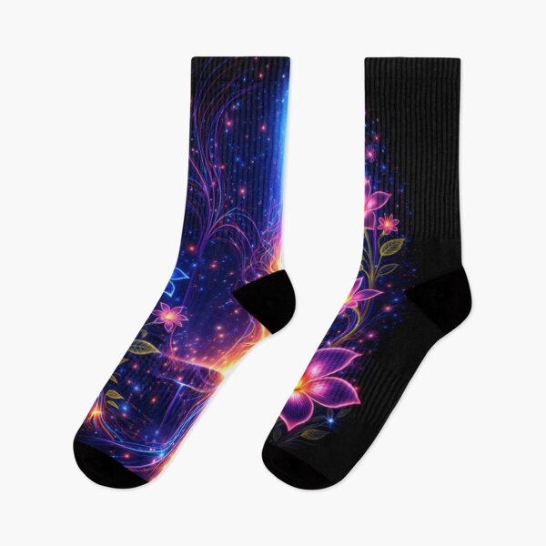 Item preview, Cosmic Floral Beam Fantasy – Neon Galaxy Energy Art designed and sold by TheHorsemanRidesAgain.