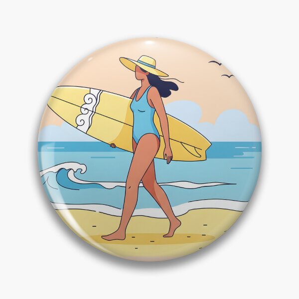 Item preview, Ocean Lover, Heart Free – Female Surfer Walking on the Beach designed and sold by Sea Gem.