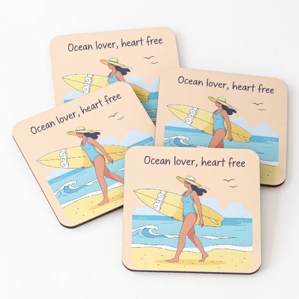 Item preview, Ocean Lover, Heart Free – Female Surfer Walking on the Beach designed and sold by Sea Gem.