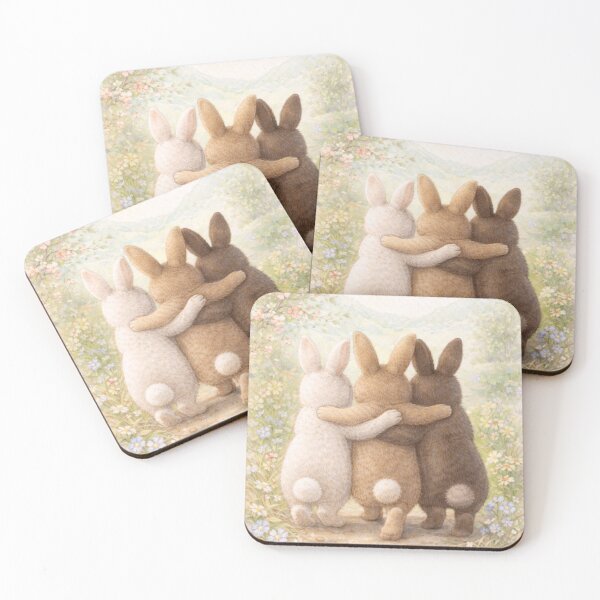Item preview, Three Rabbit Friends – Sweet Bunny Friendship Watercolour designed and sold by inspired-works.