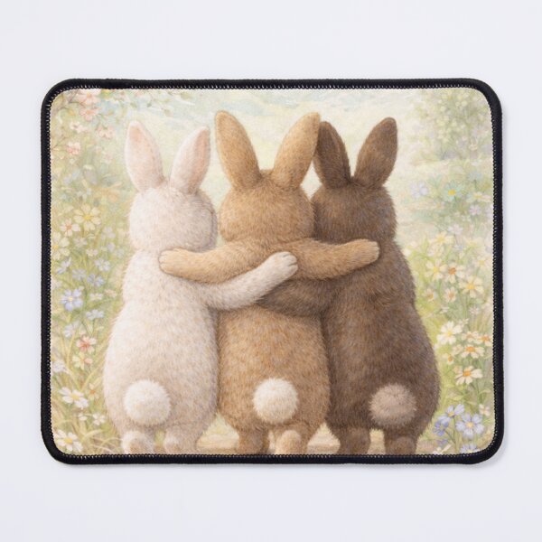 Item preview, Three Rabbit Friends – Sweet Bunny Friendship Watercolour designed and sold by inspired-works.