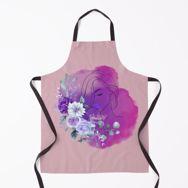 Item preview, Floral woman in watercolor in shades of violet and pink designed and sold by ArtMochis.