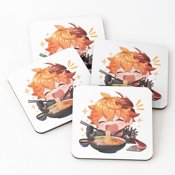 Item preview, Tartaglia Childe Genshin Impact Chibi Ramen Battle Ready Slurp designed and sold by mildaclairmo.