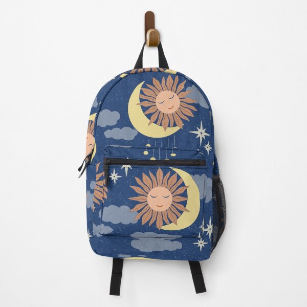 Item preview, Large scale of Navy Blue Celestial Sun Moon Whimsical Night Sky Pattern designed and sold by DColourMuse.