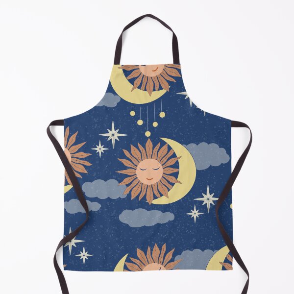 Item preview, Large scale of Navy Blue Celestial Sun Moon Whimsical Night Sky Pattern designed and sold by DColourMuse.