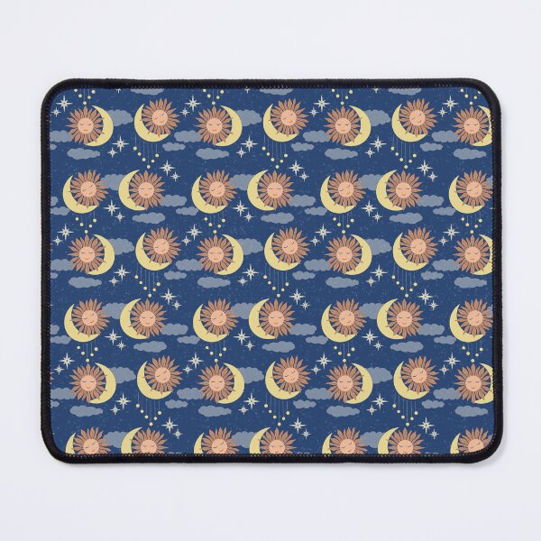 Item preview, Medium scale of Navy Blue Celestial Sun Moon Whimsical Night Sky Pattern designed and sold by DColourMuse.