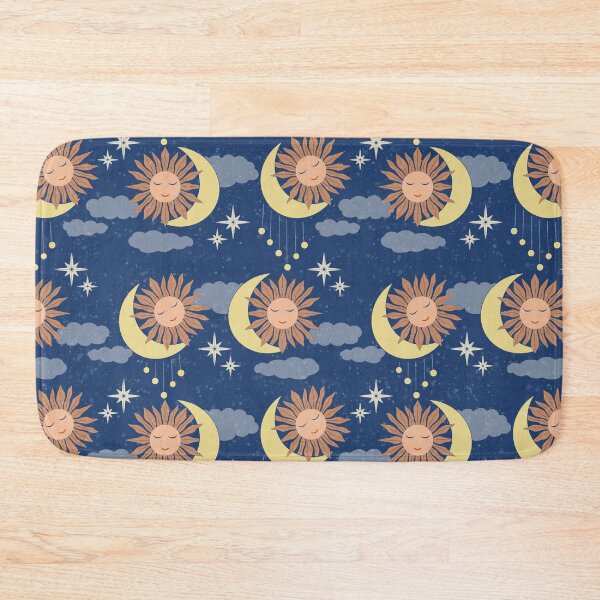Item preview, Medium scale of Navy Blue Celestial Sun Moon Whimsical Night Sky Pattern designed and sold by DColourMuse.