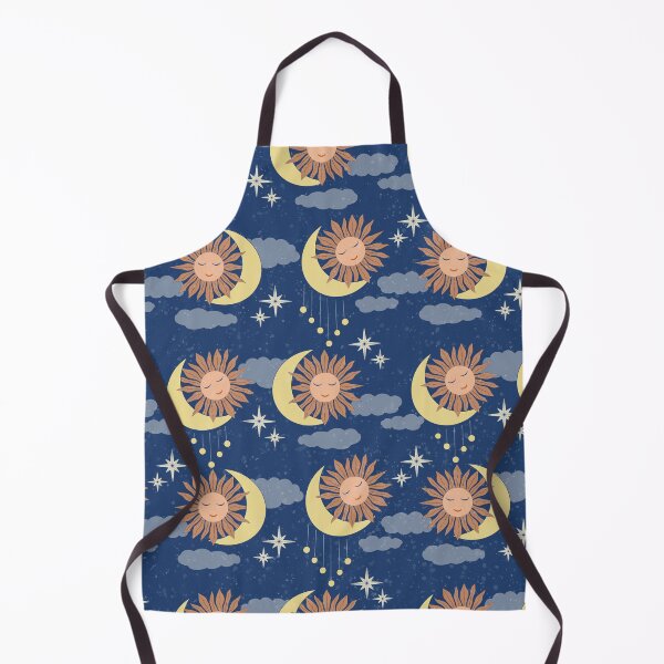 Item preview, Medium scale of Navy Blue Celestial Sun Moon Whimsical Night Sky Pattern designed and sold by DColourMuse.