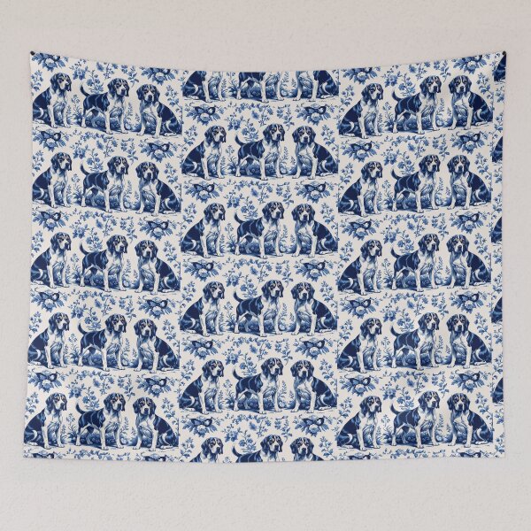 Item preview, Blue French Toile Beagle Dogs designed and sold by LionRoxTee.