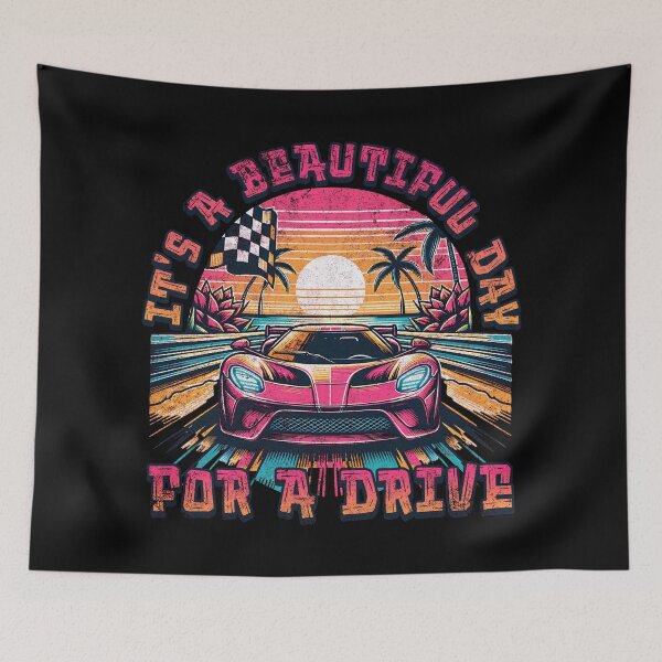 Item preview, Retro 80s Synthwave Supercar - Beautiful Day for a Drive designed and sold by Automotive Art by Greg.