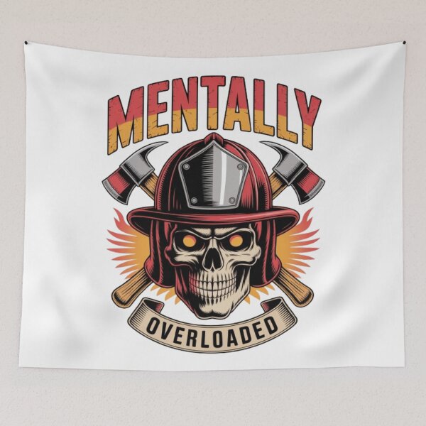 Item preview, Mentally Overloaded Skull Firefighter Graphic designed and sold by NewUSShop.