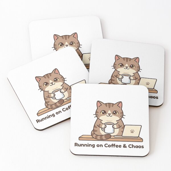 Item preview, Running on Coffee and Chaos Cute designed and sold by Meowza Studio.
