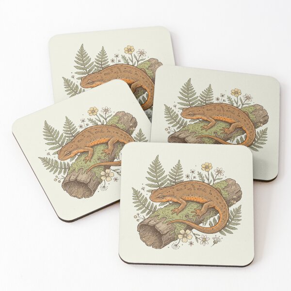 Item preview, California Newt with Ferns and Wildflowers Botanical Wildlife Art designed and sold by BirdsnStuff.