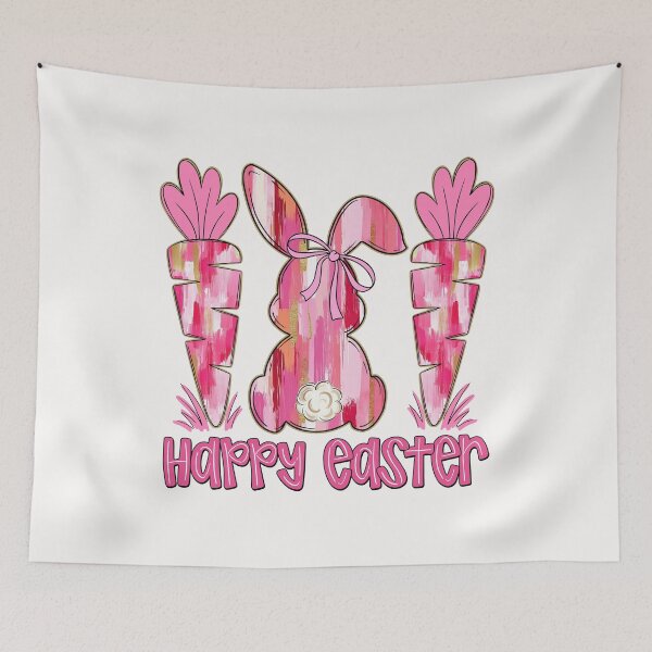Item preview, Pink Brushstroke Bunny Carrot Happy Easter designed and sold by jackelmbradyt.