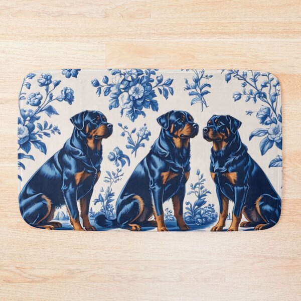 Item preview, Blue French Toile Rottweiler Dogs designed and sold by LionRoxTee.