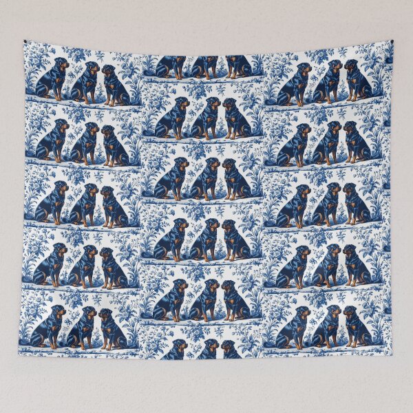 Item preview, Blue French Toile Rottweiler Dogs designed and sold by LionRoxTee.