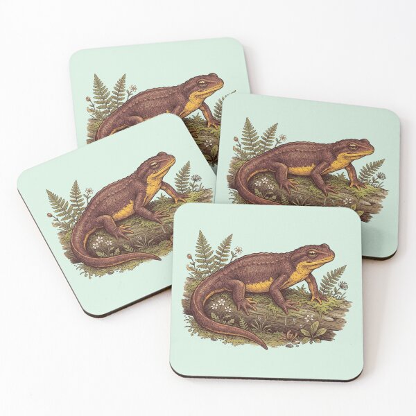 Item preview, California Newt on Mossy Log Natural History Wildlife Art designed and sold by BirdsnStuff.