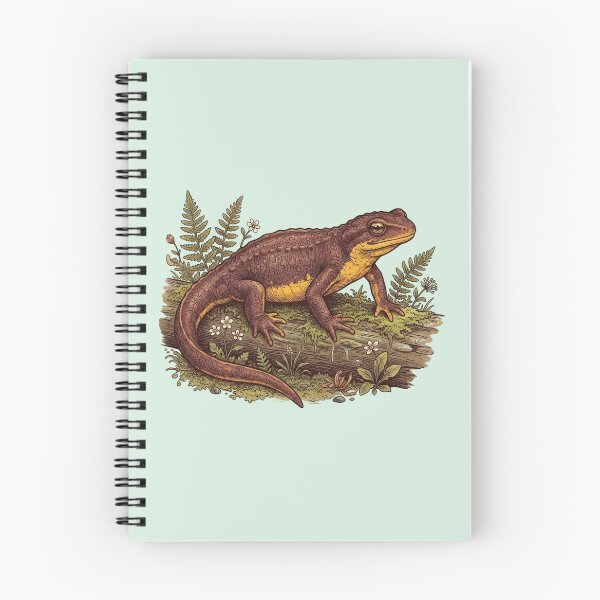 Item preview, California Newt on Mossy Log Natural History Wildlife Art designed and sold by BirdsnStuff.