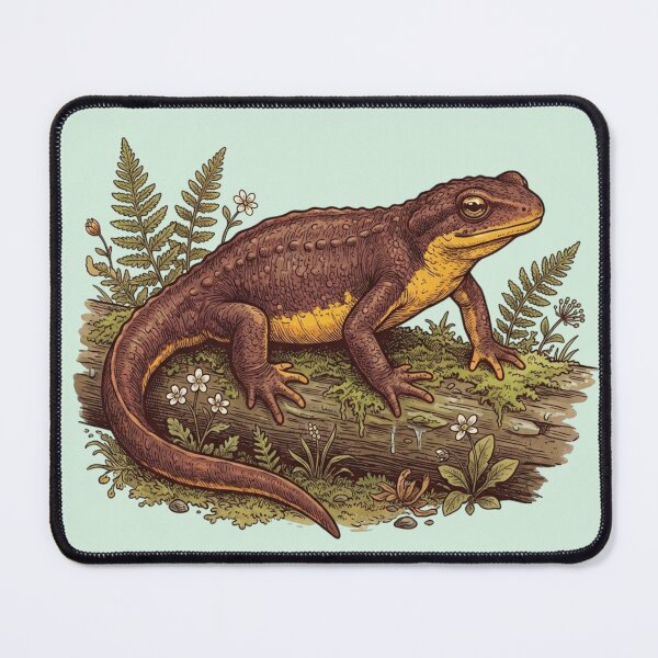 Item preview, California Newt on Mossy Log Natural History Wildlife Art designed and sold by BirdsnStuff.