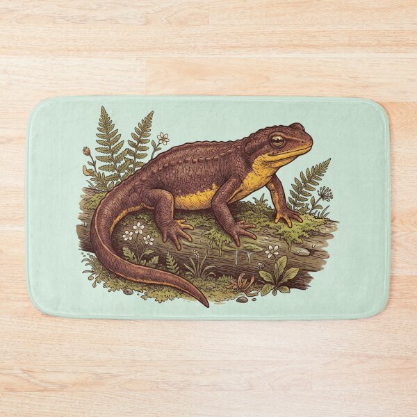 Item preview, California Newt on Mossy Log Natural History Wildlife Art designed and sold by BirdsnStuff.