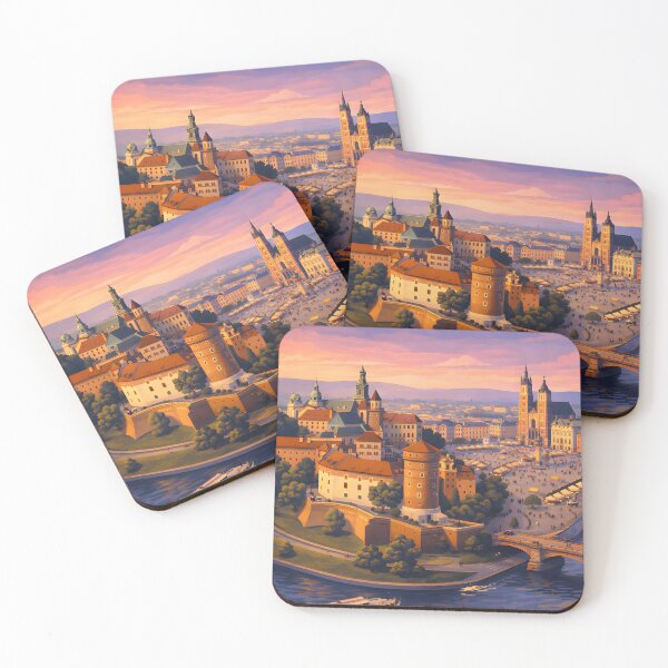 Item preview, Vintage Kraków Poland Cityscape Poster with Wawel Castle designed and sold by FestivityFinds.