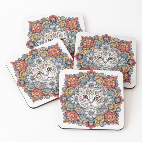 Item preview, Boho Mandala Cat Illustration | Floral Tribal Cat Art | Vintage Ethnic Animal Design designed and sold by Anime9122.