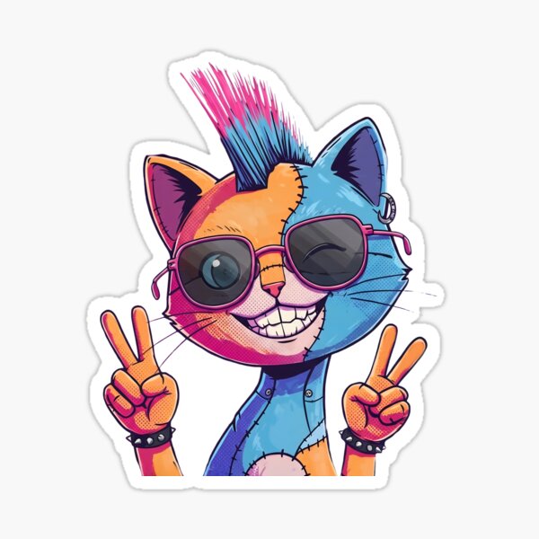 Frankenpetz Cyberpunk Cat - Neon Pink Mohawk Edition Sticker