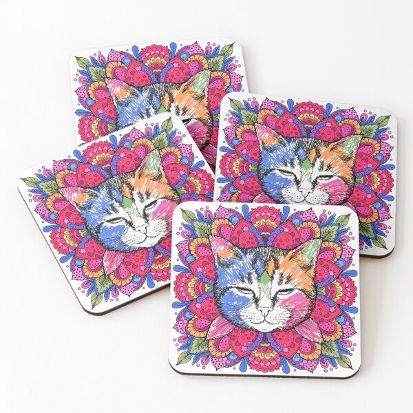 Item preview, Boho Mandala Cat Illustration | Floral Tribal Cat Art | Vintage Ethnic Animal Design designed and sold by Anime9122.