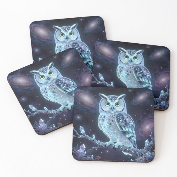 Item preview, Bioluminescent Cosmic Owl Nebula Fantasy Art designed and sold by SandyMDesigns.