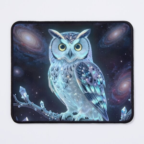 Item preview, Bioluminescent Cosmic Owl Nebula Fantasy Art designed and sold by SandyMDesigns.