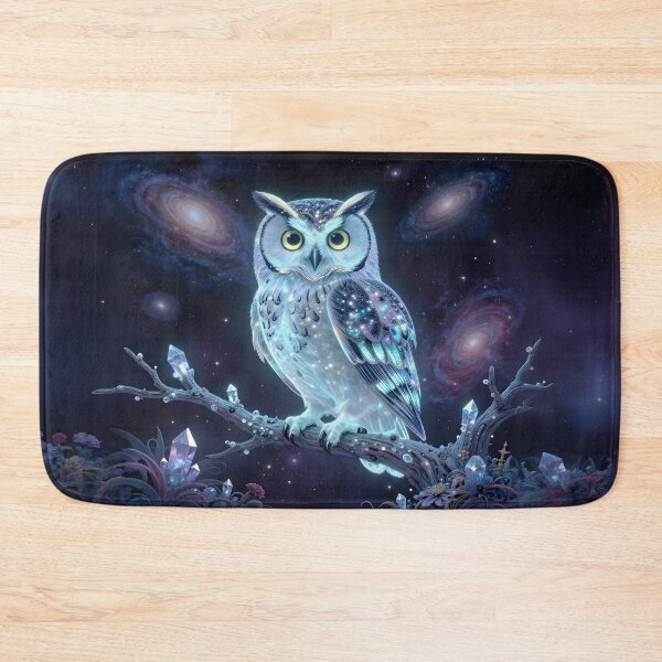 Item preview, Bioluminescent Cosmic Owl Nebula Fantasy Art designed and sold by SandyMDesigns.