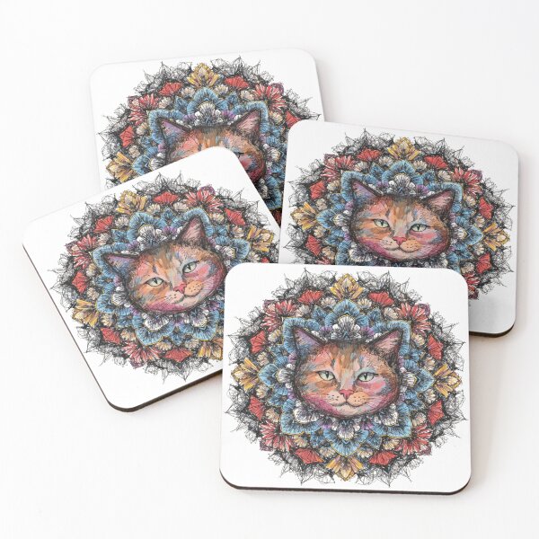Item preview, Boho Mandala Cat Illustration | Floral Tribal Cat Art | Vintage Ethnic Animal Design designed and sold by Anime9122.