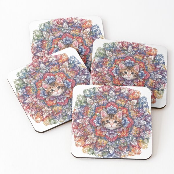 Item preview, Boho Mandala Cat Illustration | Floral Tribal Cat Art | Vintage Ethnic Animal Design designed and sold by Anime9122.