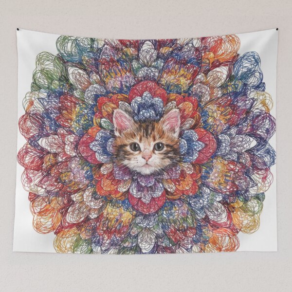Artikelvorschau, Boho Mandala Cat Illustration | Floral Tribal Cat Art | Vintage Ethnic Animal Design entworfen und verkauft von Anime9122.